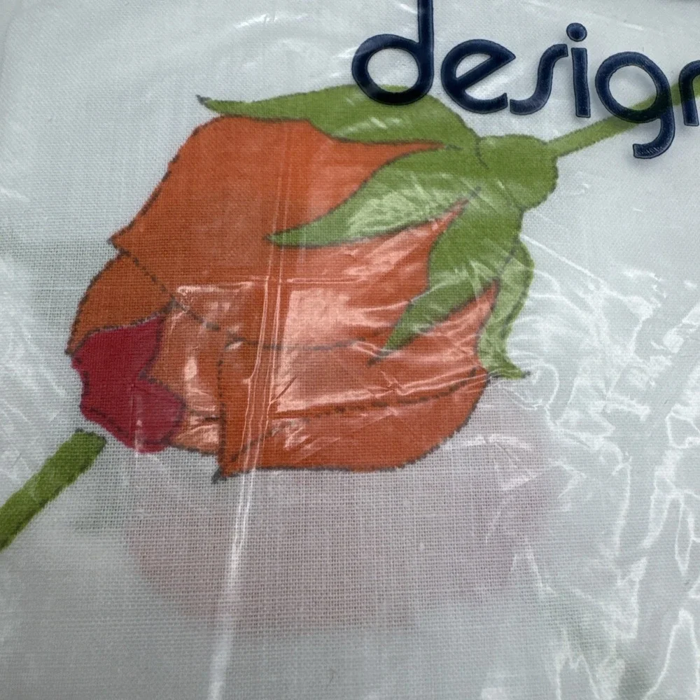 Wamsutta Christian Dior Rose QUEEN Flat Sheet Vtg 70s Floral‎ Print USA Percale